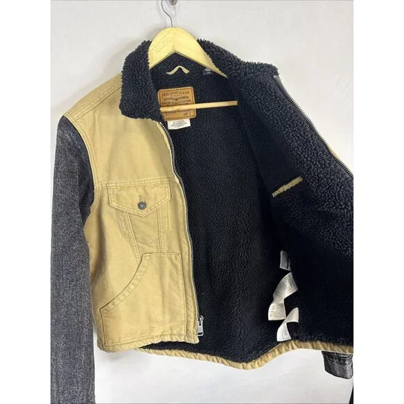 Levi’s Premium Sherpa Jacket Fresh Leaves Tan Black Men S Justin Timberlake